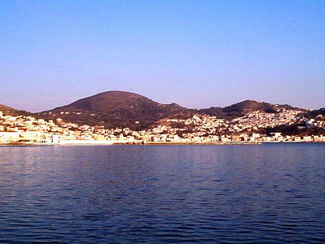 Samos view from the sea as the boat approaches the port of Vathi. SAMOS PHOTO GALLERY - SAMOS VIEW